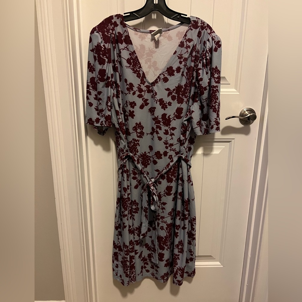 Ava and Viv blue and burgundy patterned dress